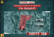 Η Χεζμπολλάχ διατάζει τους “Ισραηλινούς” στην Κιριάτ Σμόνα και τη Ναχαρίγια να εκκενώσουν τις πόλεις