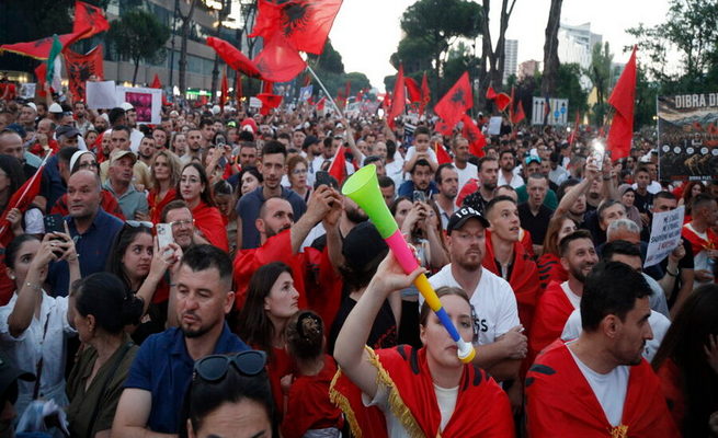 Demonstrators protest against resort project linked to Trump’s son-in-law in Tirana
